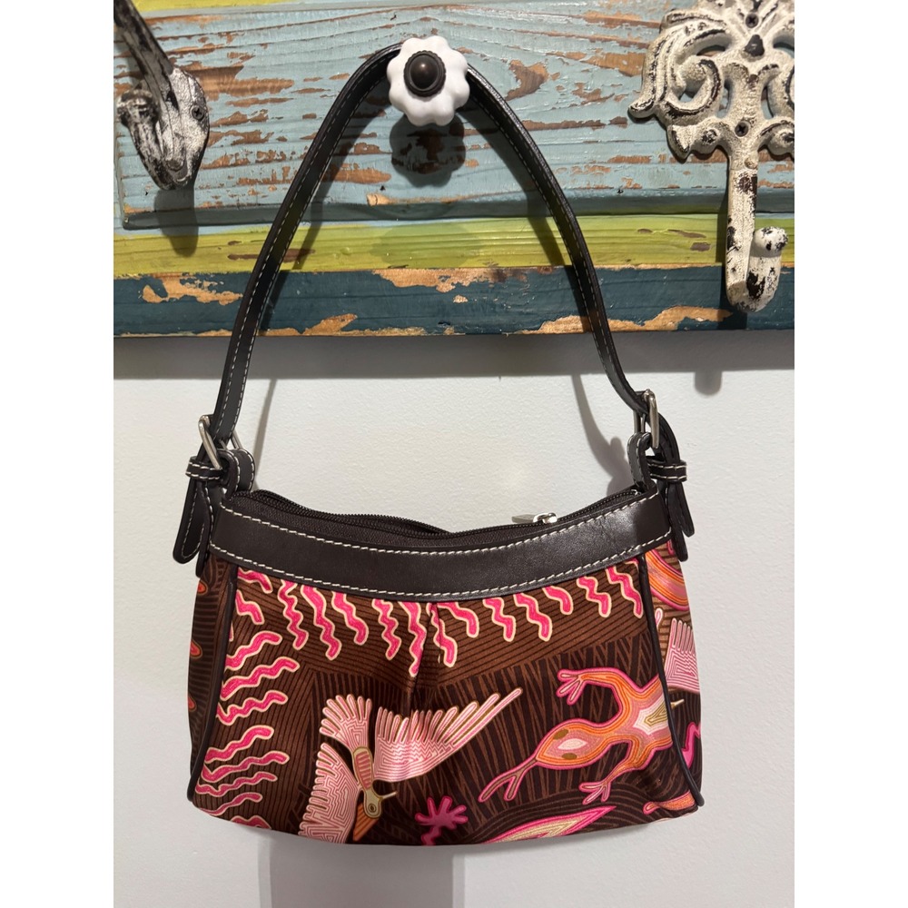 Collect Pineda Covalin Pink Brown Silk Quality Purse Mexico Watercolor